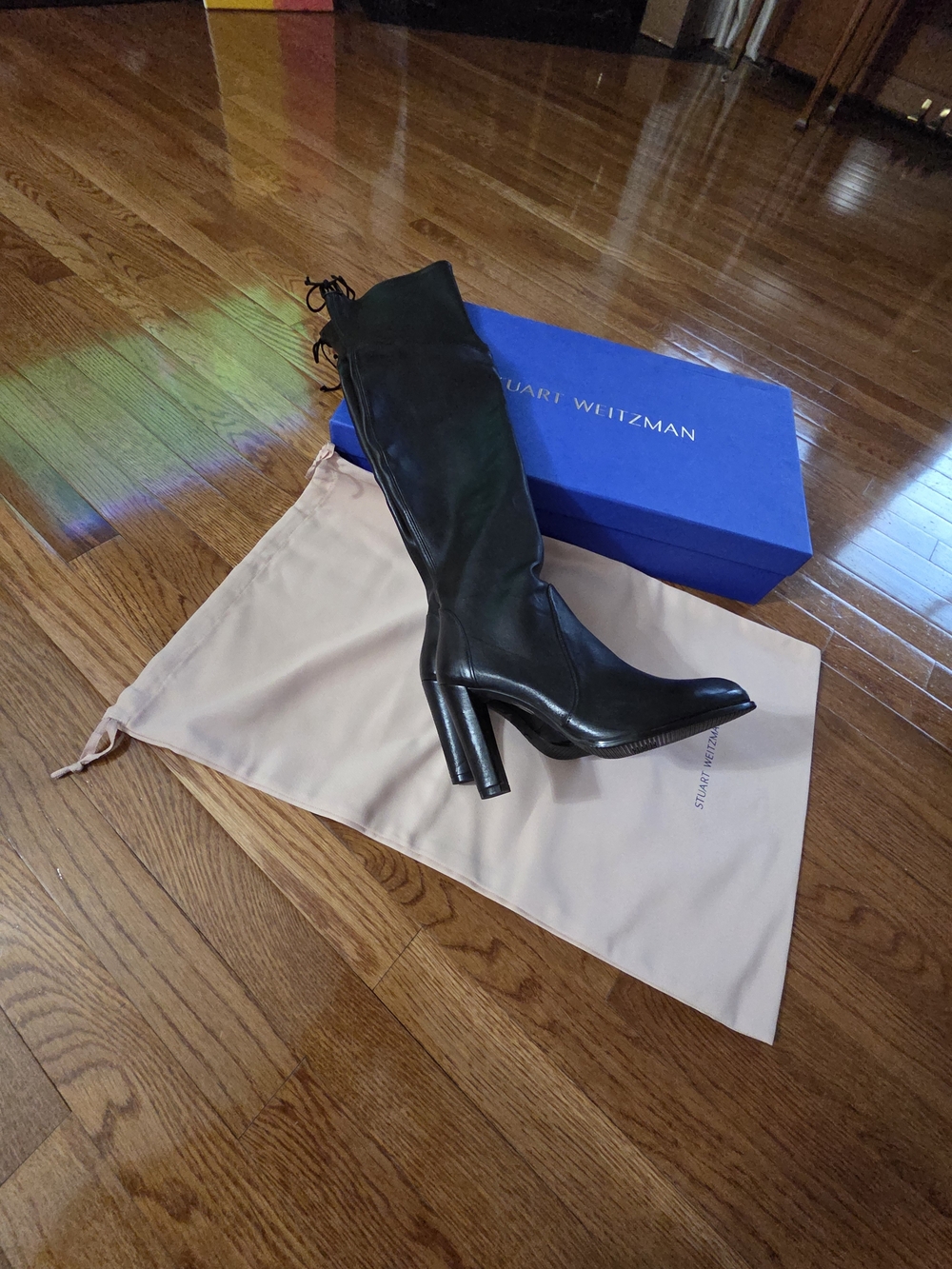 Stuart Weitzman Black Over-the-Knee Leather Boots - Picture 6 of 15